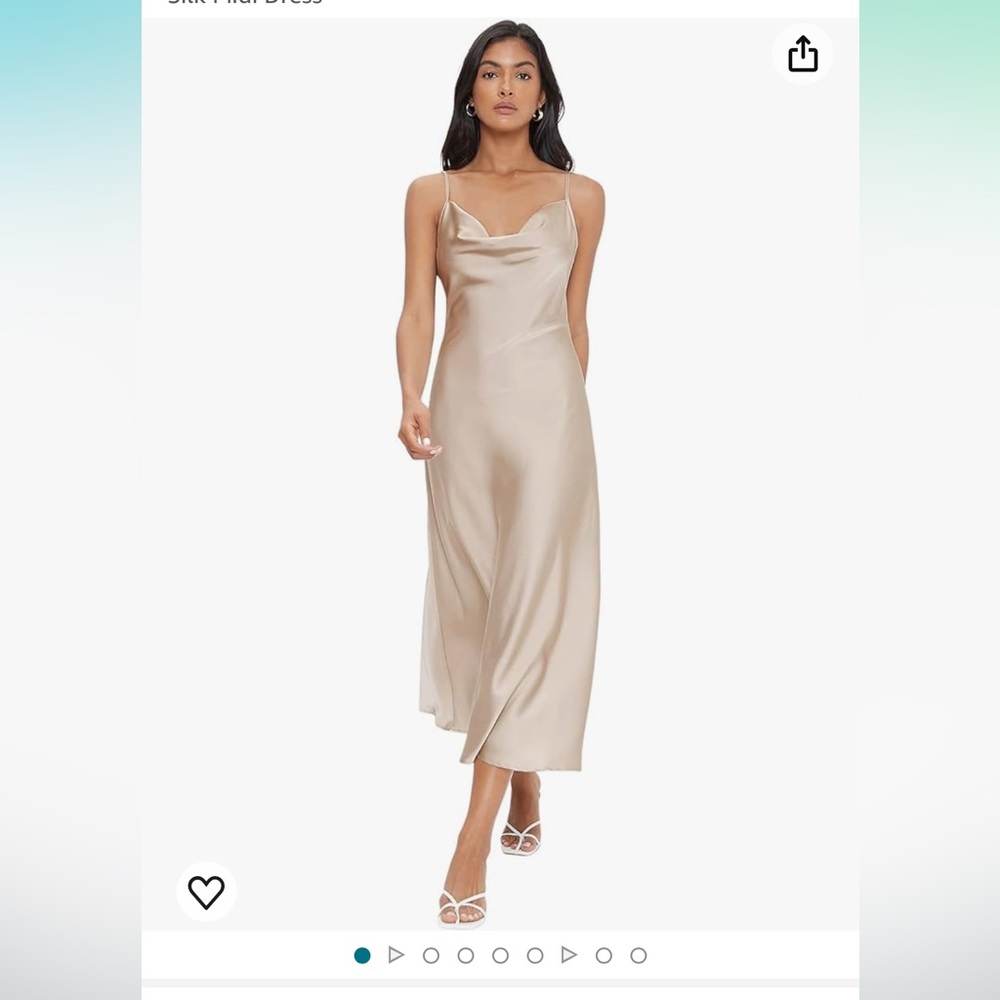 Amazon Satin Midi Dress - Apricot